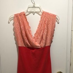 Peach Lace bodycon mini dress